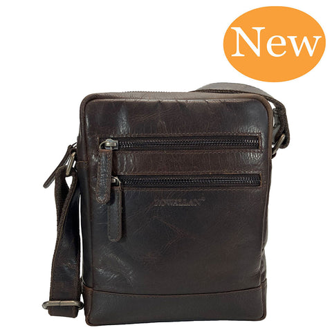 Rowallan Trojan Leather Messenger Cross Body Bag - Style: 31-291202 Brown