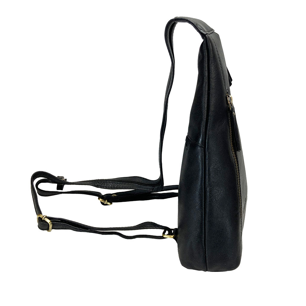 black herondon sling leather backpack børn Rowallan Harley Triangle Sling Backpack - Style: 31-3207/01