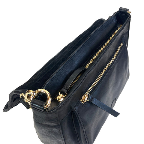 Gianni Conti Large Flap Front Shoulder Bag - Style: 4173844 Black