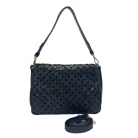 Gianni Conti Large Flap Front Shoulder Bag - Style: 4173844 Black