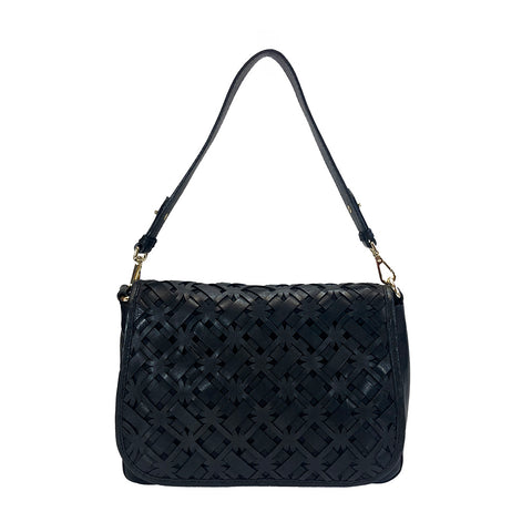 Gianni Conti Large Flap Front Shoulder Bag - Style: 4173844 Black