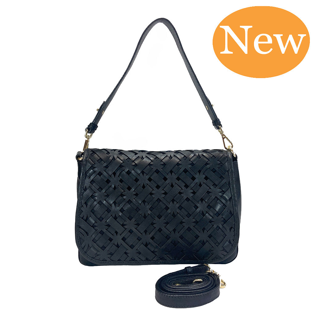 Gianni Conti Large Flap Front Shoulder Bag - Style: 4173844 Black