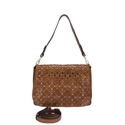 Gianni Conti Large Flap Front Shoulder Bag - Style: 4173844 Tan