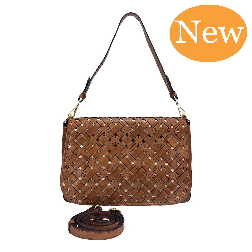 Gianni Conti Large Flap Front Shoulder Bag - Style: 4173844 Tan