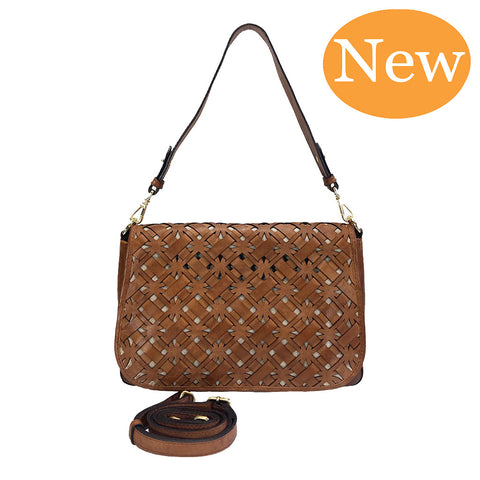 Gianni Conti Large Flap Front Shoulder Bag - Style: 4173844 Tan
