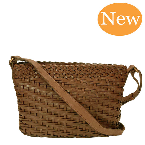 Gianni Conti Woven Leather Shoulder Bag - Style: 4414665 - Tan