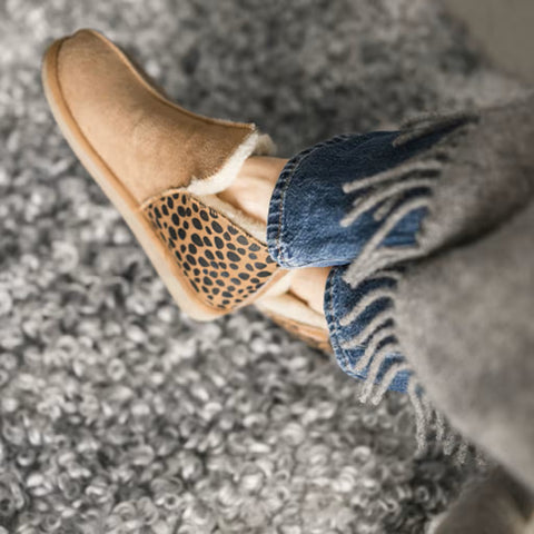 Shepherd Sheepskin Bootee Slipper - Style: Annie 4922 - Chestnut Leopard