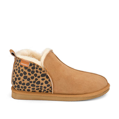 Shepherd Sheepskin Bootee Slipper - Style: Annie 4922 - Chestnut Leopard