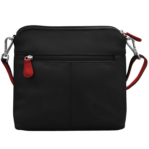 ili New York Leather Cross Body Bag RFID Protected - Style: 6123 Black Red