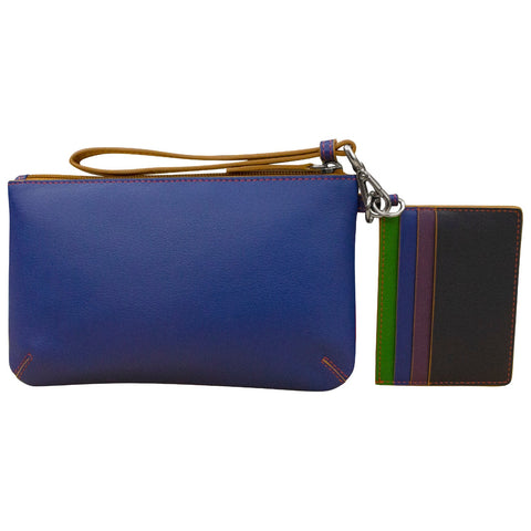 ili New York Leather Wristlet Two Piece - RFID Protected - Style: 6202 - Rainbow Multi