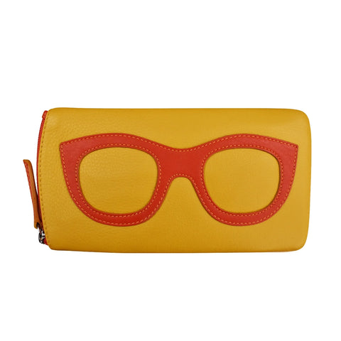 ili New York Leather Glasses Case - Style: 6462 - Yellow Orange