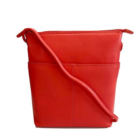 ili New York Leather Cross Body Bag RFID Protected - Style: 6661 - Coral