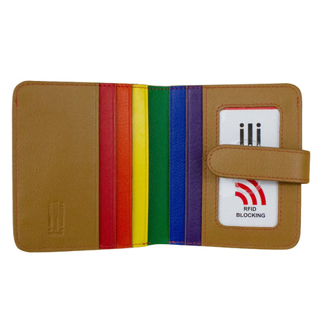ili New York Leather Credit Card Wallet - RFID Protected - Style: 7301 - Rainbow Multi