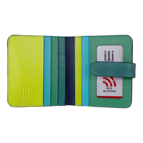 ili New York Leather Credit Card Wallet - RFID Protected - Style: 7301 - Serenity Multi