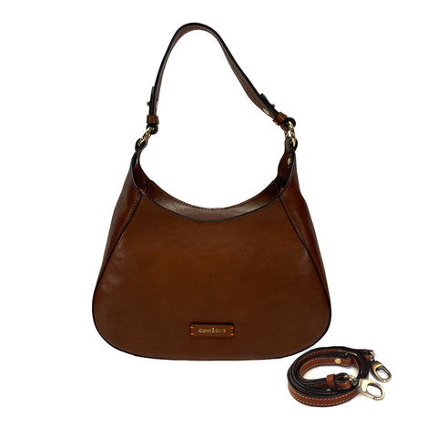 Gianni Conti Zip Top Shoulder Bag Multiway  - Style: 910768 Tan