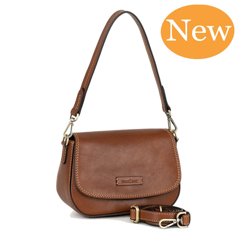 Gianni Conti Classic Flap Front Bag - Style: 913537 Tan