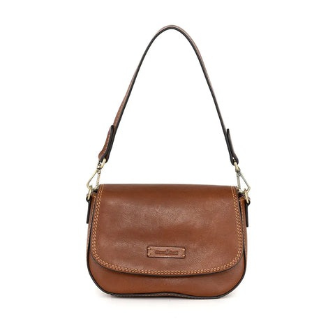 Gianni Conti Classic Flap Front Bag - Style: 913537 Tan