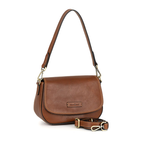 Gianni Conti Classic Flap Front Bag - Style: 913537 Tan