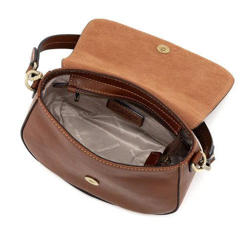 Gianni Conti Classic Flap Front Bag - Style: 913537 Tan