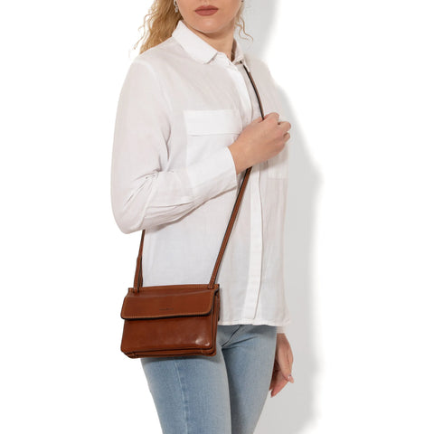 Gianni Conti Small Shoulder / Crossbody Bag - Style: 915555 Tan