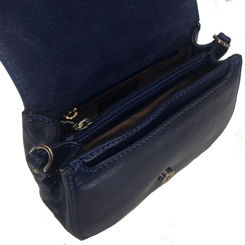 Gianni Conti Classic Flap Front Bag - Style: 9403035 - Jeans Blue