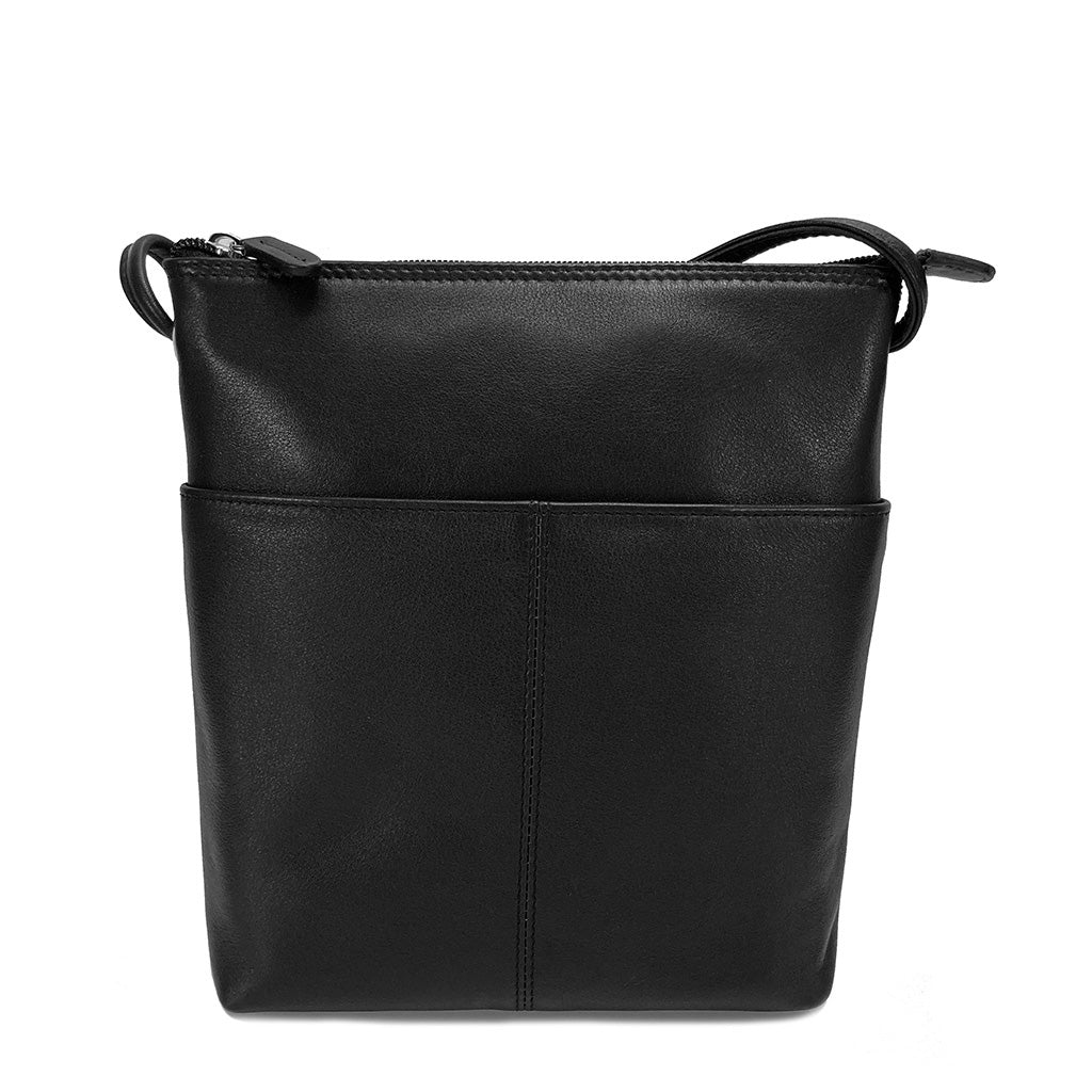ili New York Leather Cross Body Bag RFID Protected - Style: 6661 - Bla ...