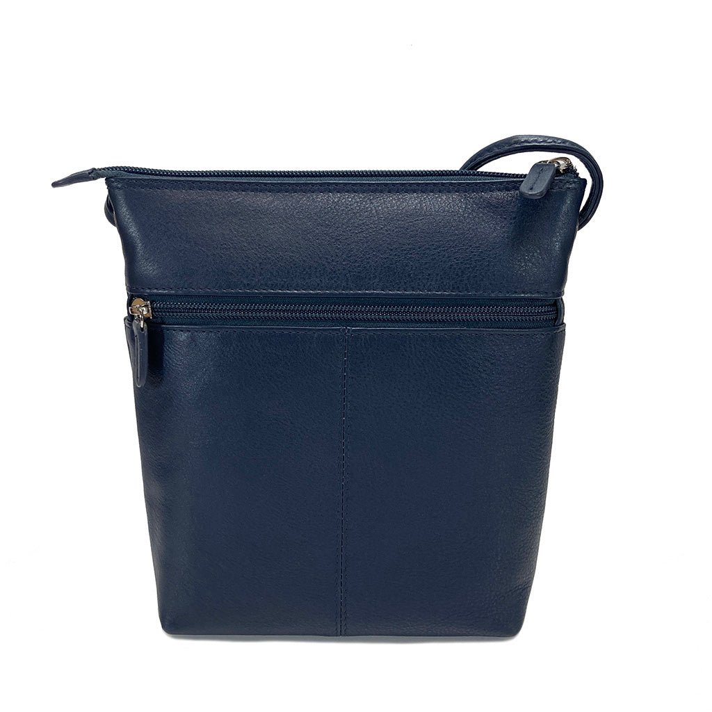Ili New York Borsa A Tracolla In Pelle Morbida Con Organizer, Tasca Anteriore E Blocco RFID - Borse Donna In Vera Pelle, Hardware Argento