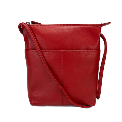 ili New York Leather Cross Body Bag RFID Protected - Style: 6661 - Red