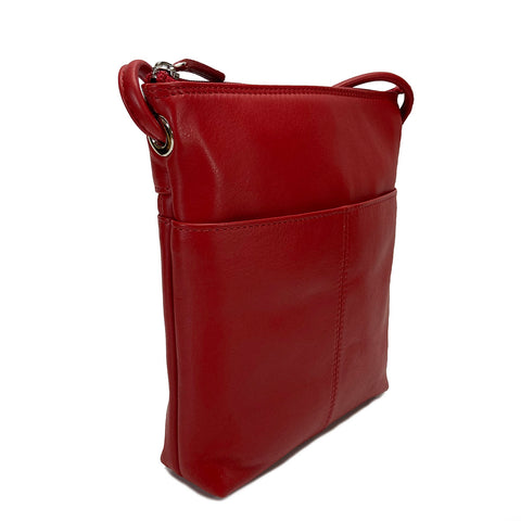 ili New York Leather Cross Body Bag RFID Protected - Style: 6661 - Red