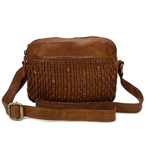 Rowallan  Multi Zip Leather  Bag - Style: 31-2724 Columbus - Cognac