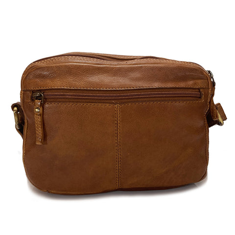 Rowallan  Multi Zip Leather  Bag - Style: 31-2724 Columbus - Cognac