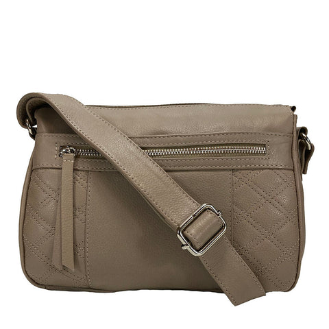 Leather Cross Body/ Shoulder Bag - Style: 1017 - Putty
