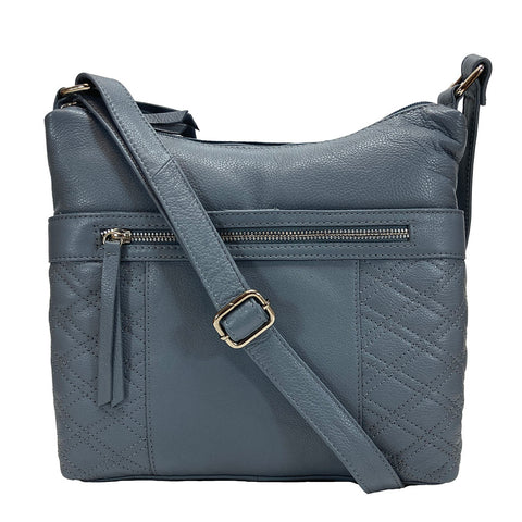 Leather Cross Body/ Shoulder Bag - Style: 1085 - Chambray