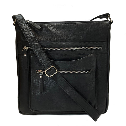 Rowallan Paris Large Leather Unisex Cross Body Bag - Style: 31-2706 -  Black