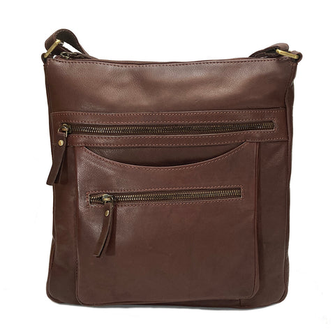 Rowallan Paris Large Leather Unisex Cross Body Bag - Style: 31-2706 -  Brown