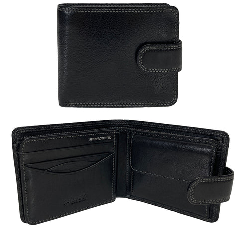 Golunski RFID Leather Tab Close Wallet - Style: RF10 - Black