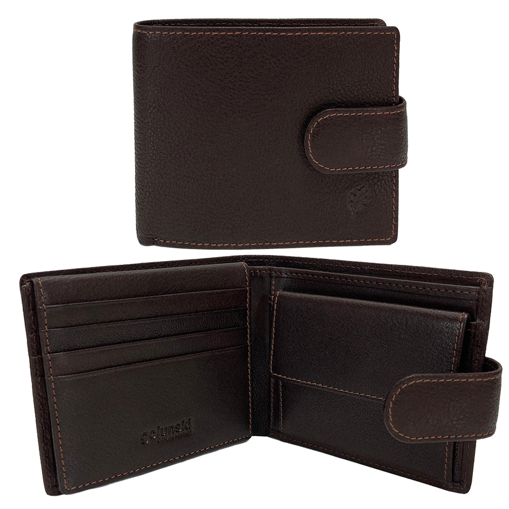 Golunski RFID Leather Tab Close Wallet - Style: RF14 - Brown