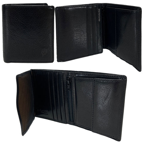 Golunski RFID Leather Tri Fold Small Wallet - Style: RF5 - Black