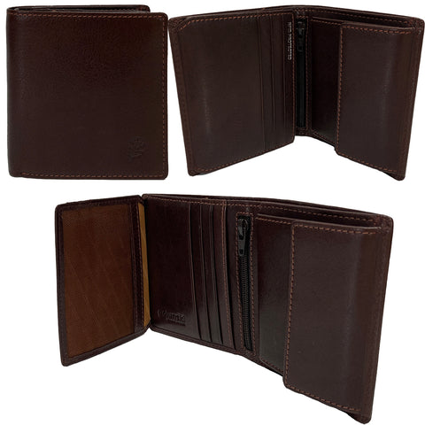 Golunski RFID Leather Tri Fold Small Wallet - Style: RF5 - Brown