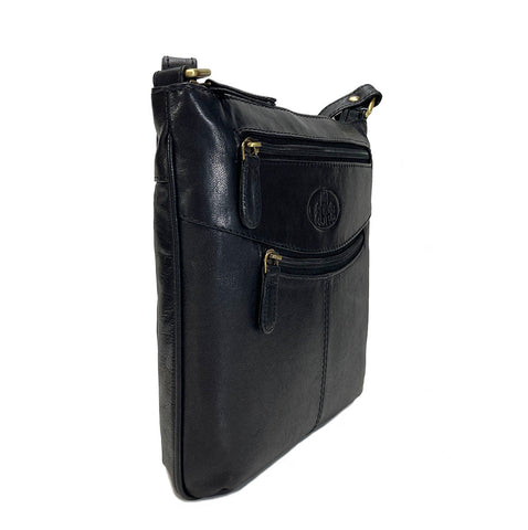 Rowallan Leather Slim Cross Body Bag - Style: 31-1840 Supatra - Black