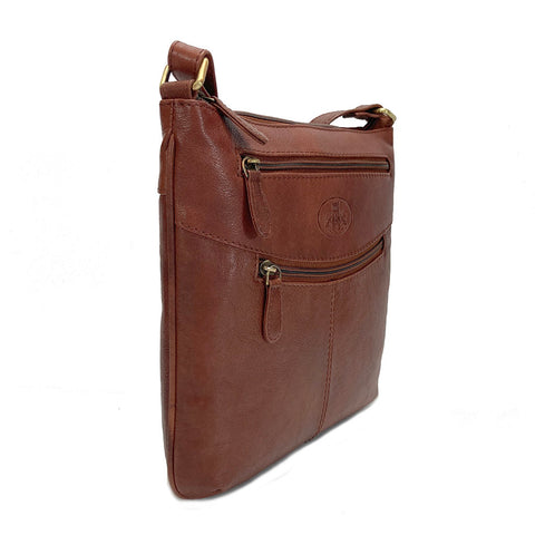 Rowallan Leather Slim Cross Body Bag - Style: 31-1840 Supatra - Cognac