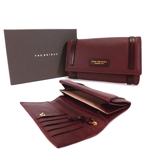 The Bridge Large Leather Wallet Purse - Style: 0180284O Burgundy