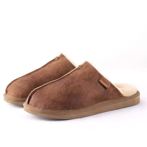 Shepherd - Mens Sheepskin Mule Slipper - Style: Hugo 1201 Antique Cognac