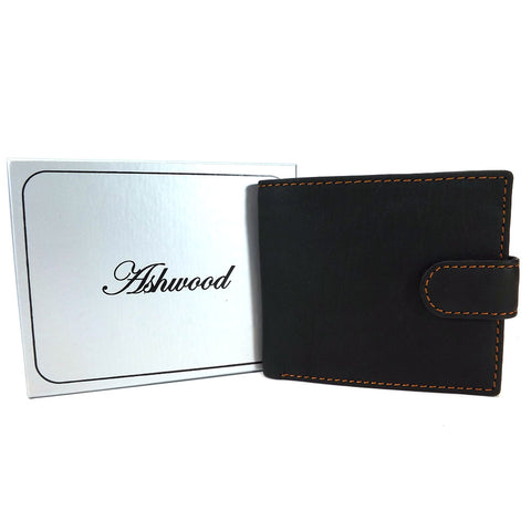 Ashwood Classic Leather Tab Wallet - Style: 1222-D Black