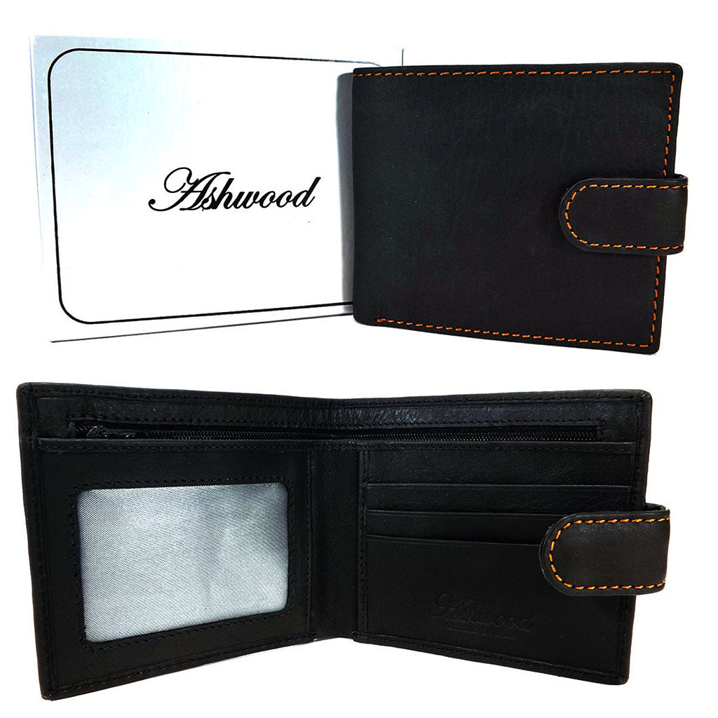 Ashwood Classic Leather Tab Wallet - Style: 1222-D Black