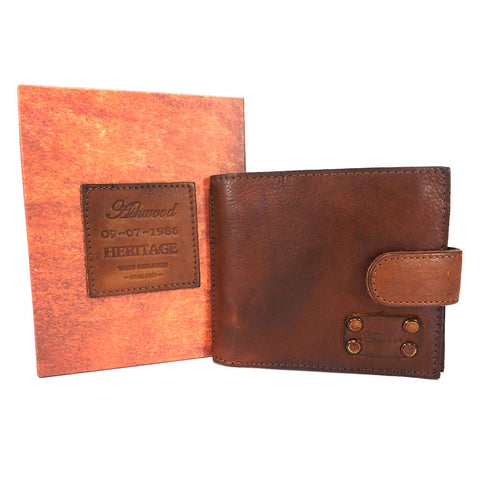 Ashwood Shoreditch Leather Tab Wallet - Style: 1780 Tan