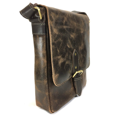 Rowallan Brushwood Leather Messenger Bag - Style 31-9243  Brown