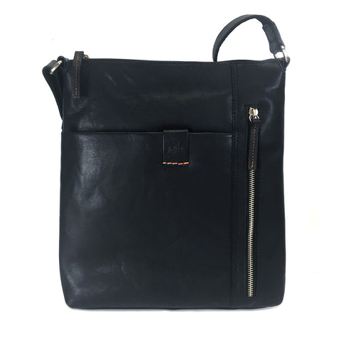 Rowallan Espana Medium Leather Messenger Cross Body Bag - Style: 31-9791  Black