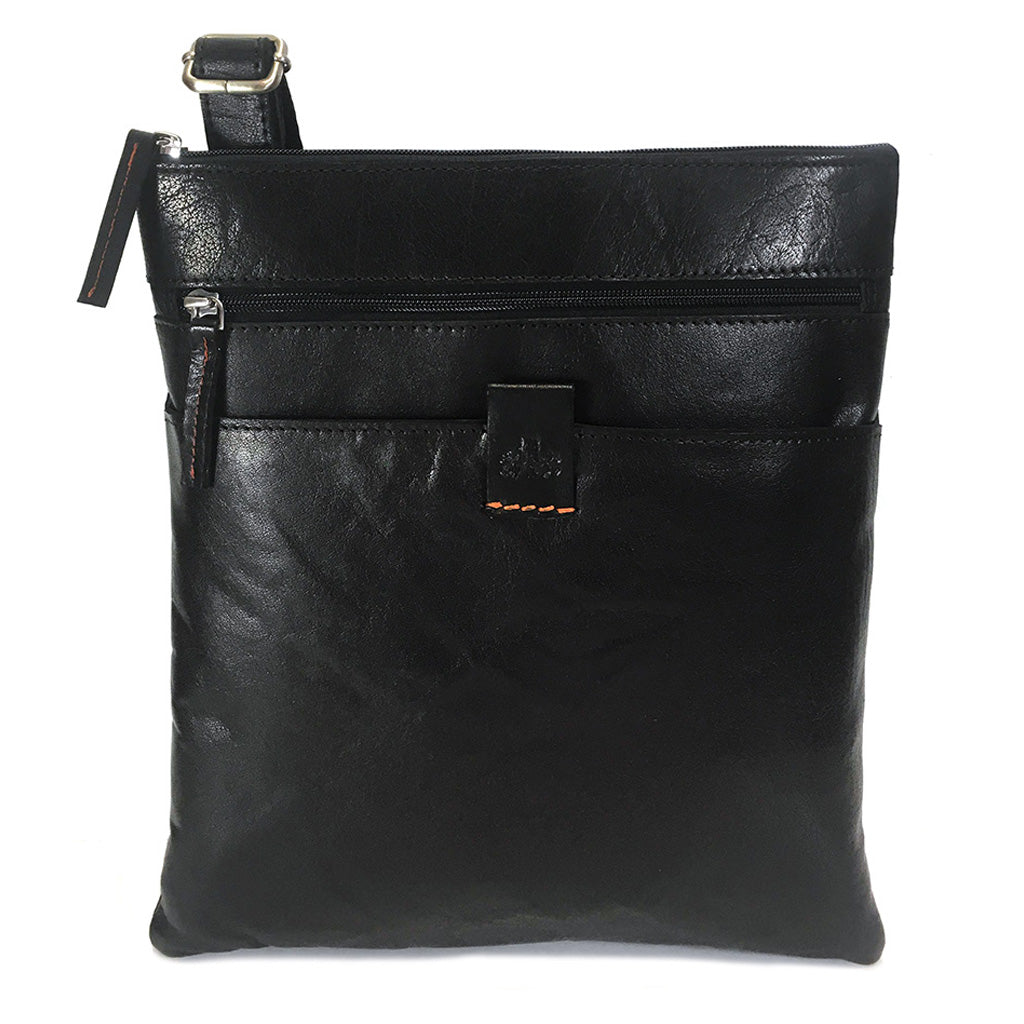 Rowallan Espana Large Leather Messenger Cross Body Bag - Style: 31-9794  Black
