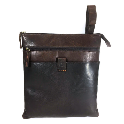 Rowallan Espana Large Leather Messenger Cross Body Bag - Style: 31-9794  Brown
